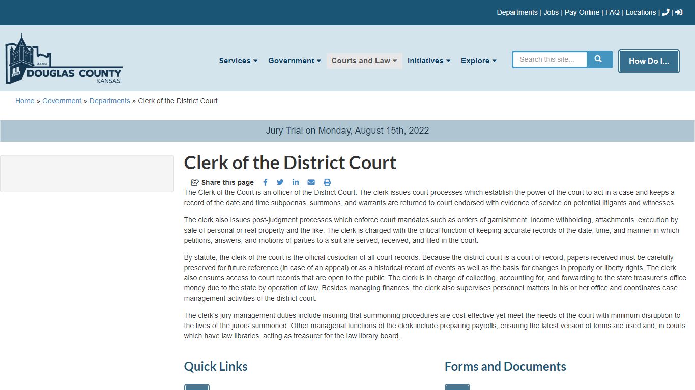 Clerk Of The District Court | Douglas County Kansas